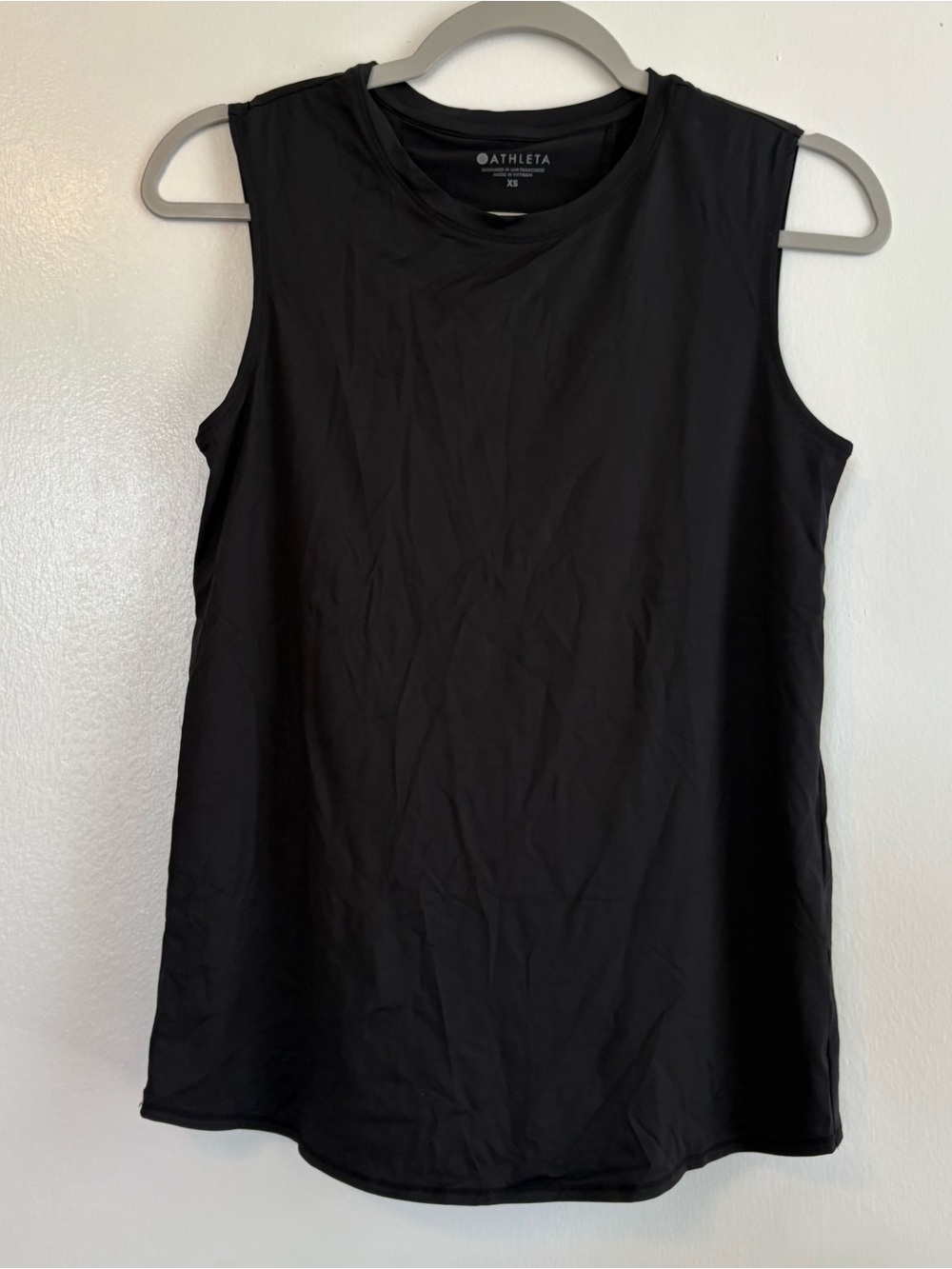 Athleta Women's Black Crew Neck Knit Tank Top Stretch Lightweight XS